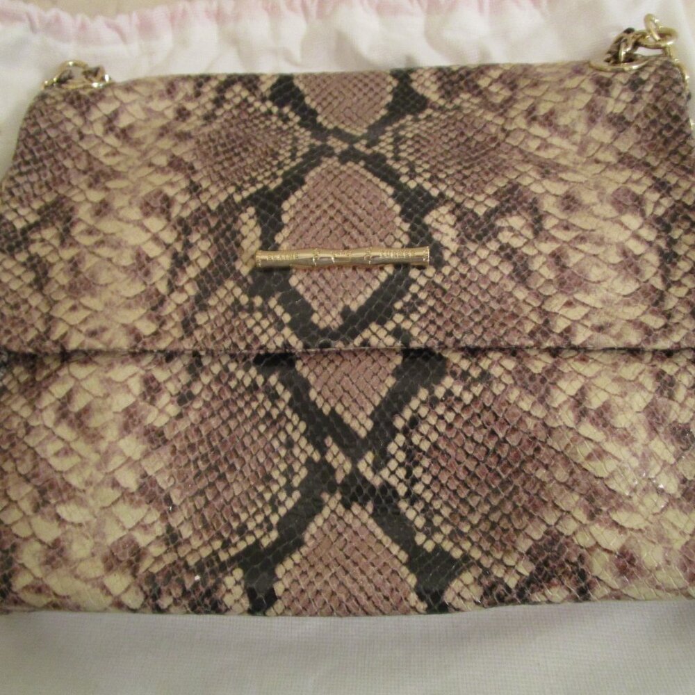 Elaine Turner Nala Python-Embossed Shoulder Bag - image 1